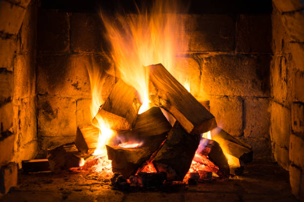 istock Wood burning in a cozy fireplace at home, keep warm 1091996950