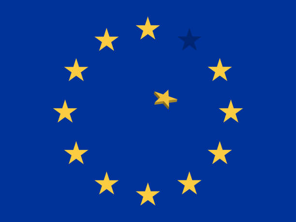 ilustrações de stock, clip art, desenhos animados e ícones de european union falling star on the eu flag vector illustration - european union flag flag backgrounds star shape