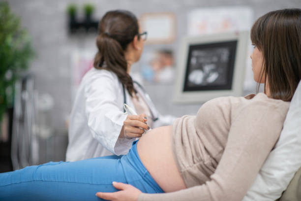 análisis de embarazo - ultrasound human pregnancy ultrasound machine doctor fotografías e imágenes de stock