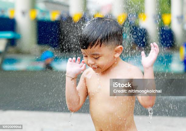 Kid Boy Playing With Water During Take Shower Stock Photo - Download Image  Now - Atlanta - Georgia, Child, Fountain - iStock