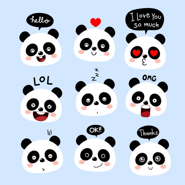 Cute Panda Cartoon Character With Bubble Speech Face Of Animal Wildlife  Vector Stock Illustration - Download Image Now - iStock