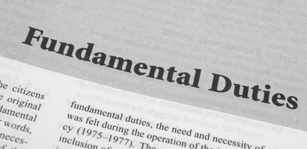 istock Maski,Karnataka,India - January 4,2019 : Fundamental Duties printed in book with large letters. 1092013196