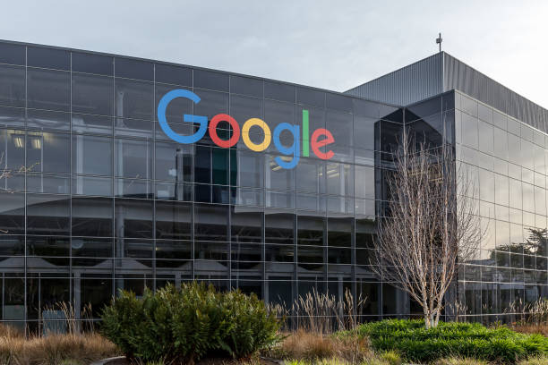 google's hoofdkwartier in silicon valley. - google stockfoto's en -beelden