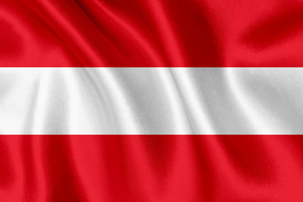 flagge von österreich winken hintergrund - austrian flag stock-fotos und bilder