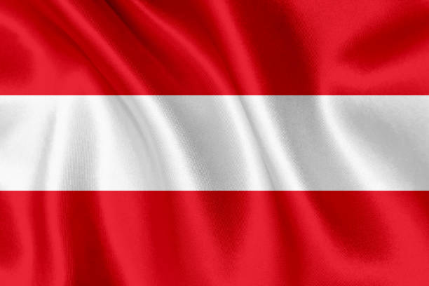 bandiera dell'austria che sventola sfondo - austrian flag foto e immagini stock