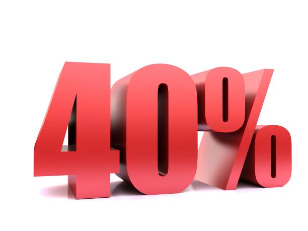 istock forty  percent 40% symbol .3d rendering 1092028296