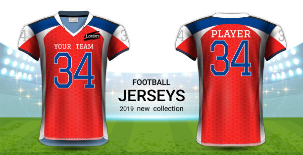 istock Vectors American Football or Soccer Jerseys Uniforms, Realistic Graphic Design Front and Back View for Presentation Mockup Template, Easy Possibility to Apply Your Artwork, Text, Image, Logo. 1092032264