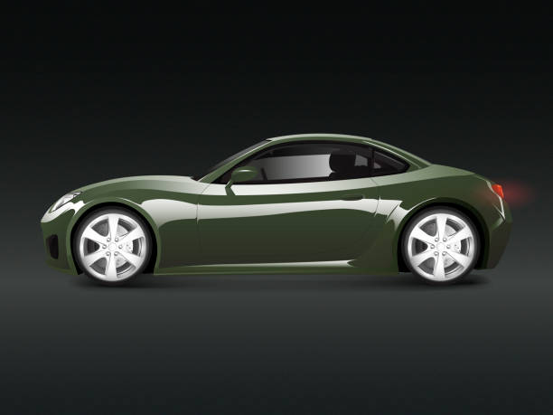 istock Green sports car in a black background vector 1092032280