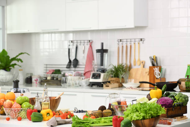 istock Interiors design of kitchen  with some vegetables and fruits 1092037344