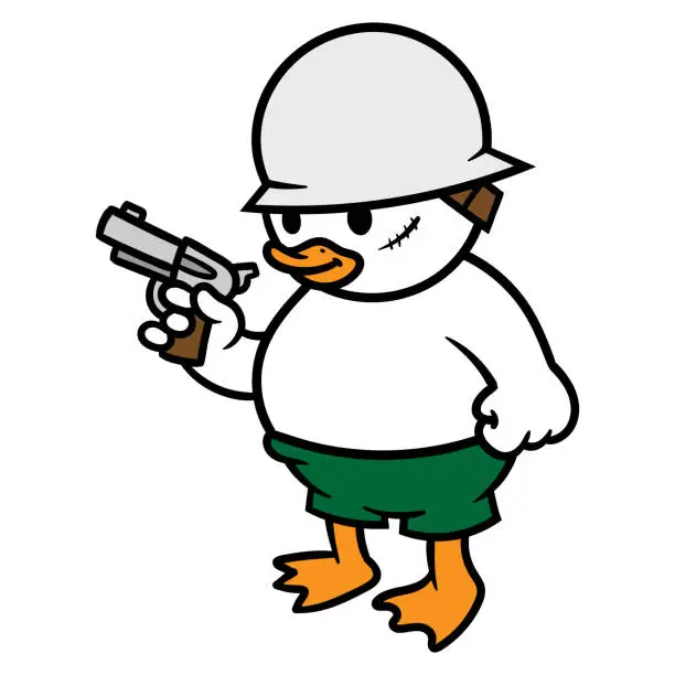 Vector illustration of Cartoon Duck With Gun