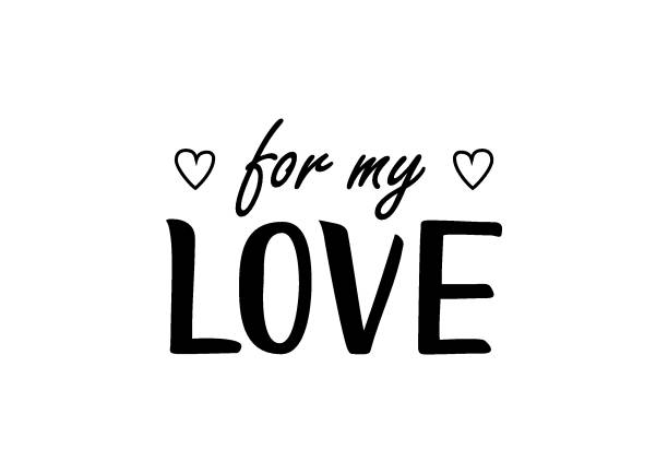 istock Modern calligraphy lettering of For my love in black with hearts isolated on white background 1092045492