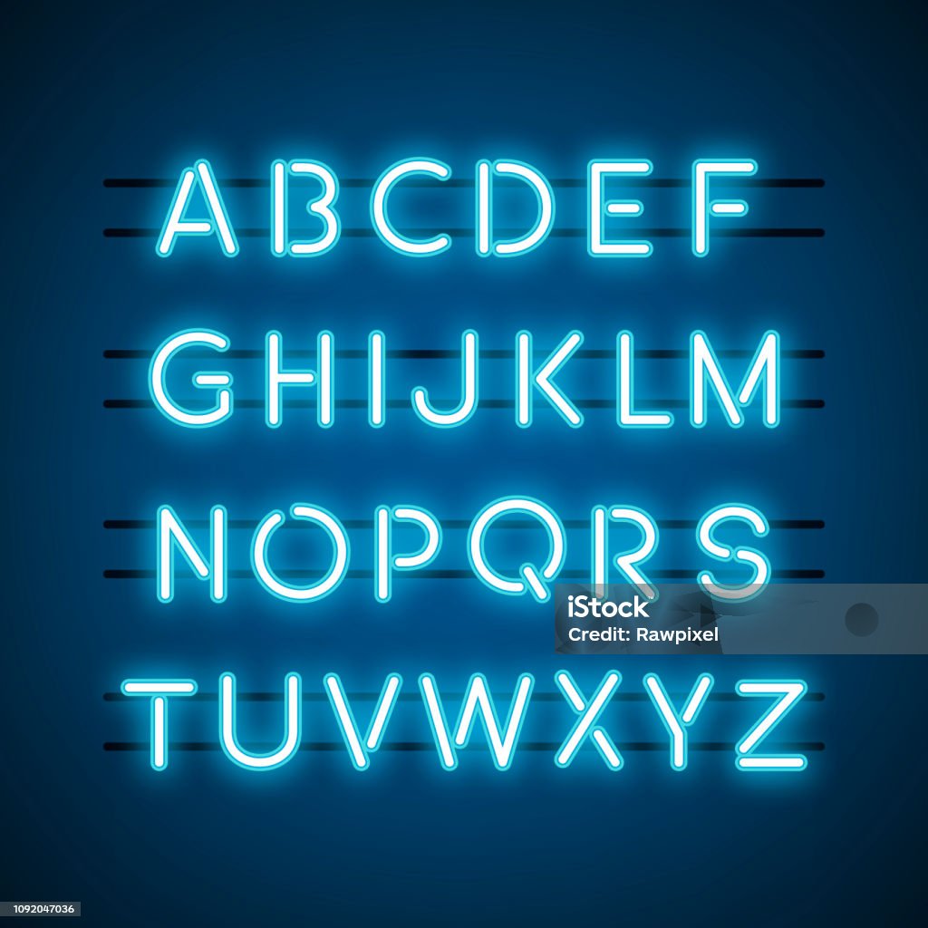 Alphabets en néon - clipart vectoriel de Couleur fluo libre de droits