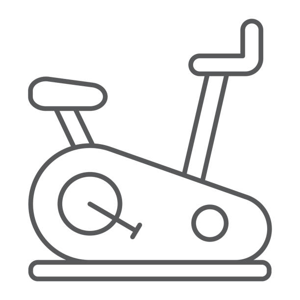 illustrations, cliparts, dessins animés et icônes de vélo stationnaire fine ligne icône, du sport et du matériel, signe de vélos d’exercice, des graphiques vectoriels, un dessin linéaire sur un fond blanc. - ten speed bicycle