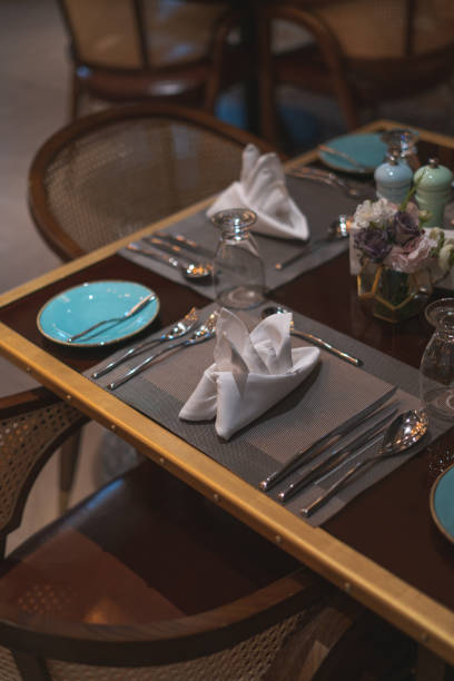 istock Plates and Spoons on Classic Restaurant Interior 1092062634