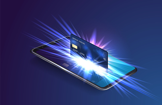 Mobile payment concept, Smartphone with processing of mobile payments