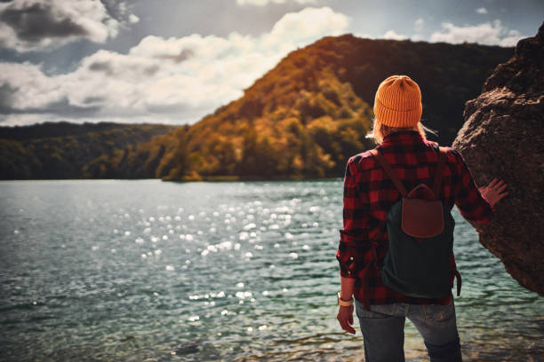 istock Tourist exploring Plitvice Lakes National Park 1092083110