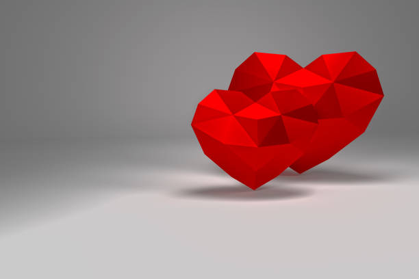 istock 3D rendering. Red polygonal hearts valentines day 1092086938