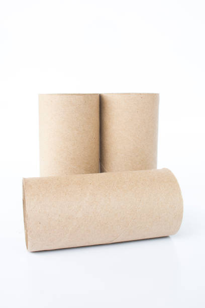 istock Close up Brown paper rolls on white background 1092095612