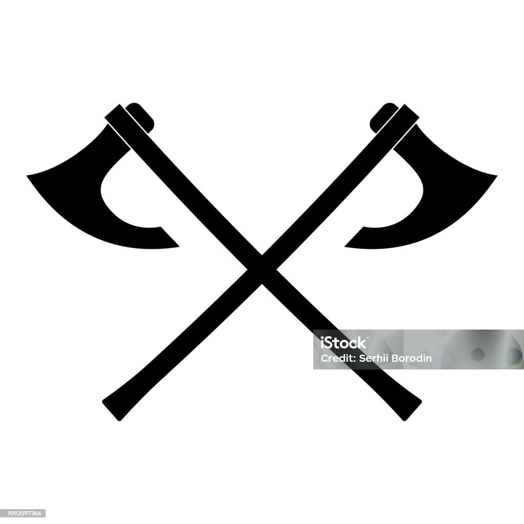 Two battle axes vikings icon black color vector illustration flat style image Two battle axes vikings icon black color vector illustration flat style simple image Viking Ship stock vector