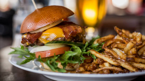 istock Juicy american hamburger with cheese, grilled ground meat, toppings 1092100084