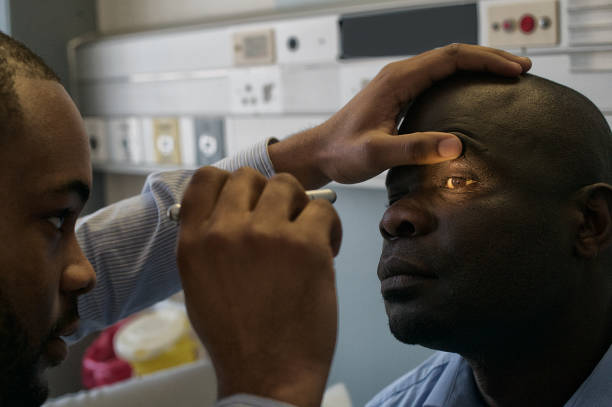 istock Doctor and patient eye examination with ophthalmoscope 1092102972