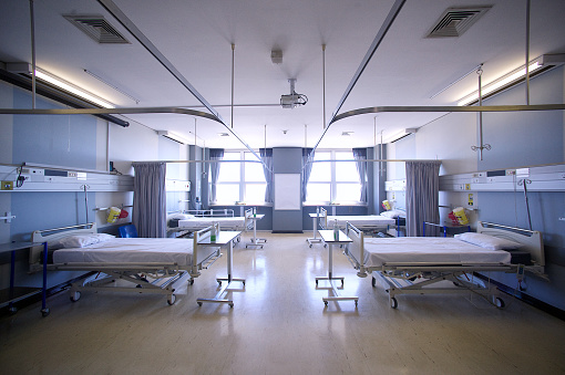 An Empty Hospital Ward with 4 beds in Cape Town South Africa