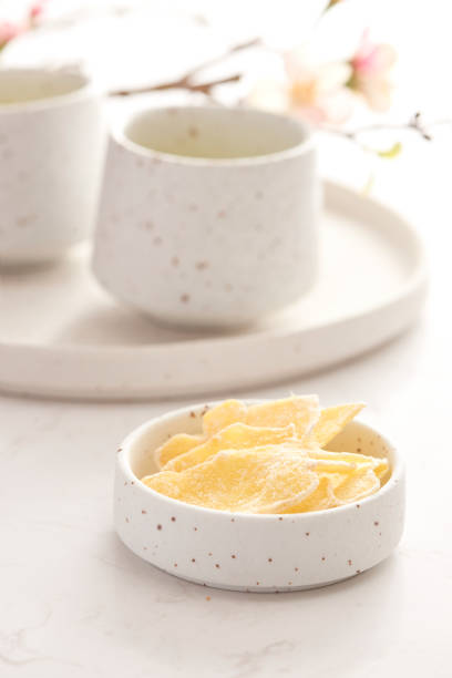 Dried and sweetened ginger, Vietnamese traditional snack during Tet