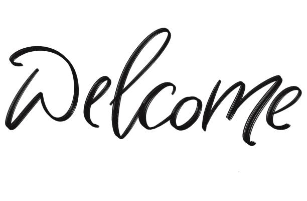 Welcome home hangdrawing calligraphy, isolated on white background.