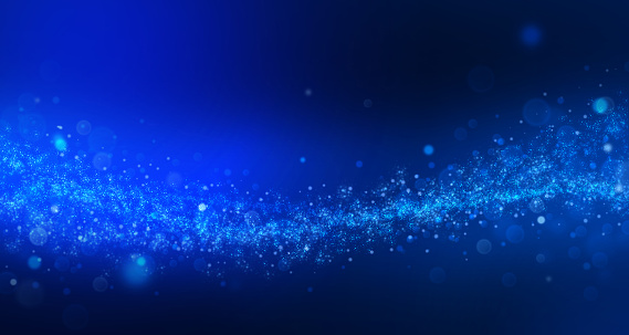 sparkling wave in blue space, 3d illustration