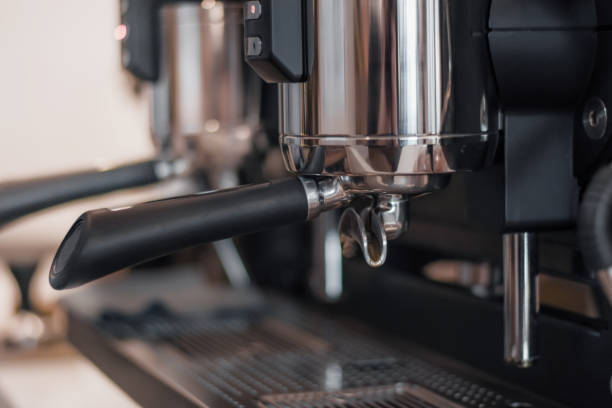 istock Professional espresso cafe machine in cafeteria close up 1092115204