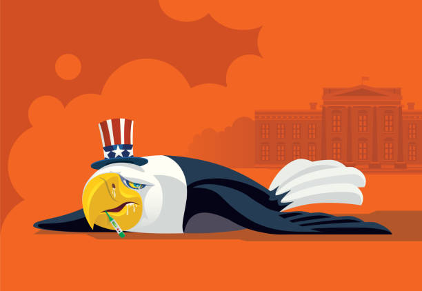 sick USA eagle lying down vector illustration of sick USA eagle lying down crying eagle stock illustrations