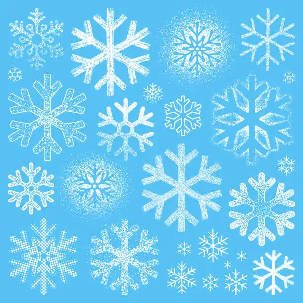 Vector illustration of Set of grunge snowflakes