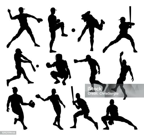 Baseball Player Silhouettes Stock Illustration - Download Image Now - In Silhouette, Baseball Player, Baseball - Sport