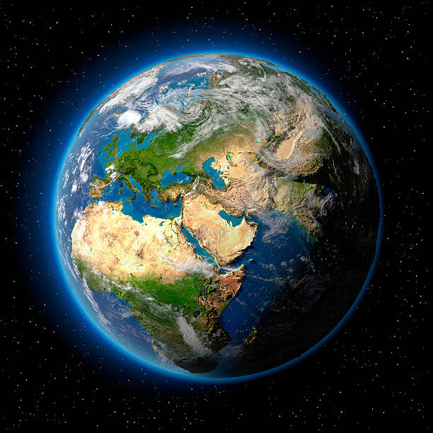istock Detailed topography of Earth in space on black 109211992
