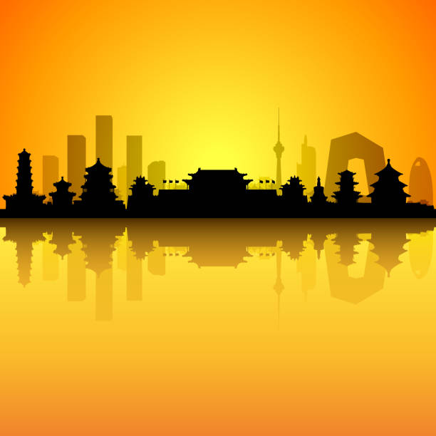 ilustrações de stock, clip art, desenhos animados e ícones de beijing skyline (all buildings are complete and moveable) - tiananmen square