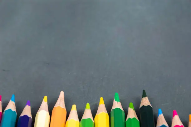 black board on color pencils