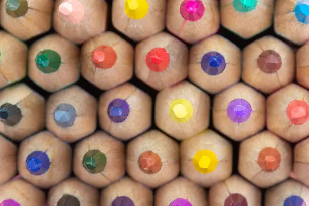 color pencils bundle close-up; pattern