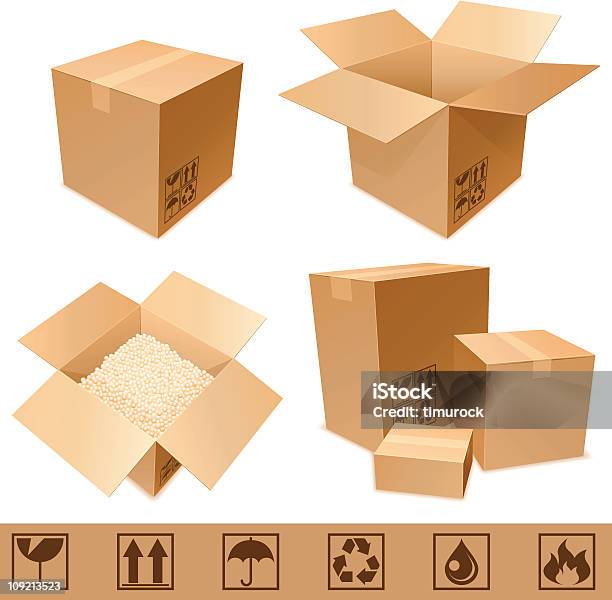Pappe Boxen Stock Vektor Art und mehr Bilder von Pappkarton - Pappkarton, Behälter, Braun