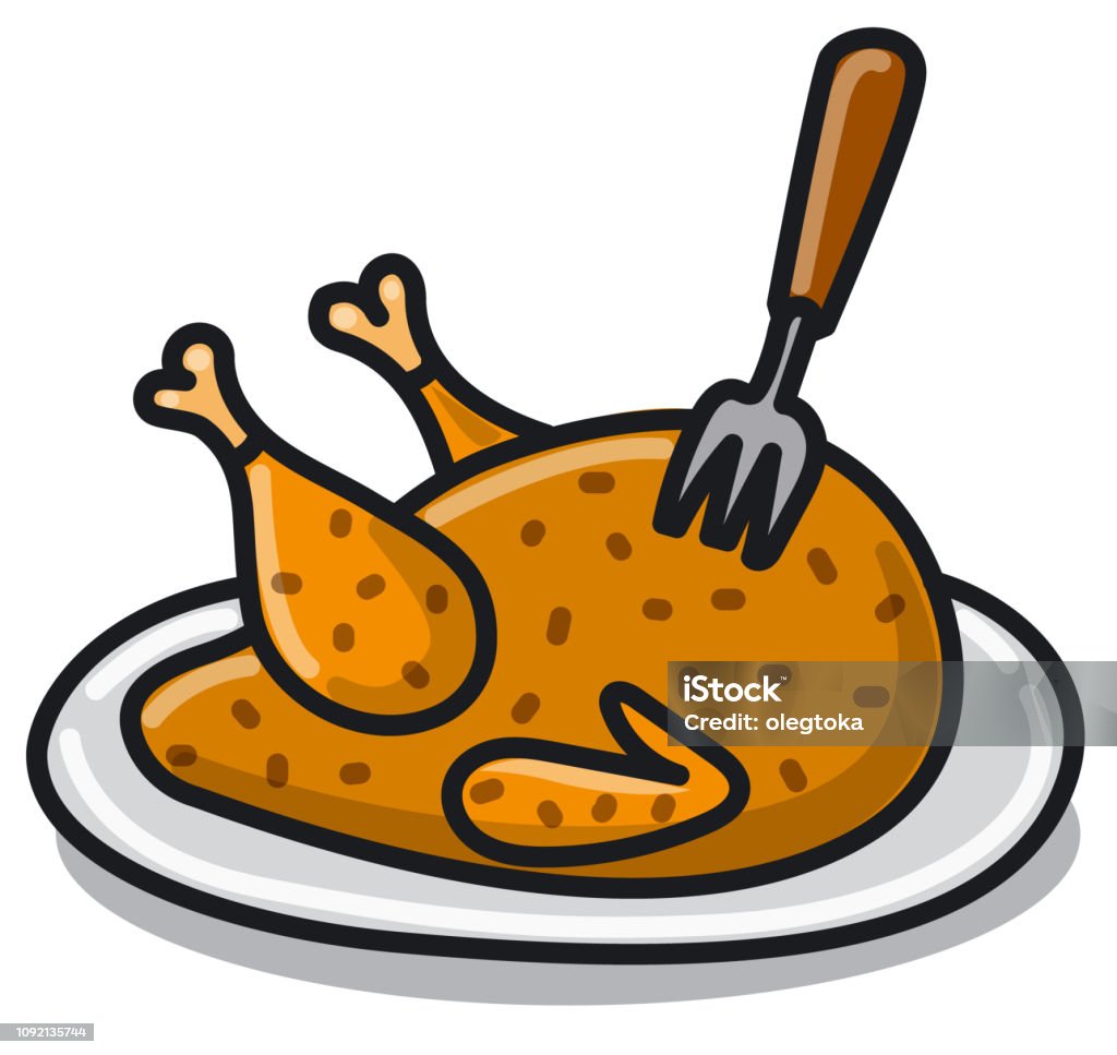 Baked Chicken Stock Illustration - Download Image Now - Baked, Caramelized,  Cartoon - iStock