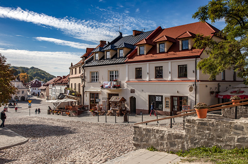 KAZIMIERZ DOLNY, POLAND. OCTOBER 08, 2015: Historic buildings of the medieval city of Kazimierz Dolny.