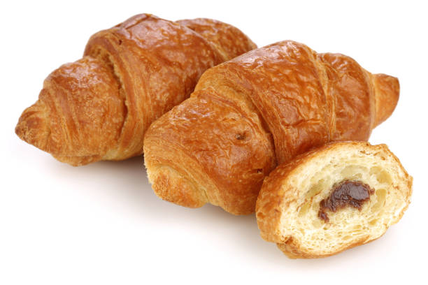istock Sliced croissant with chocolate on white background 1092137092