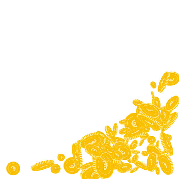 ilustrações de stock, clip art, desenhos animados e ícones de european union euro coins falling. scattered float - coin euro symbol european union currency gold