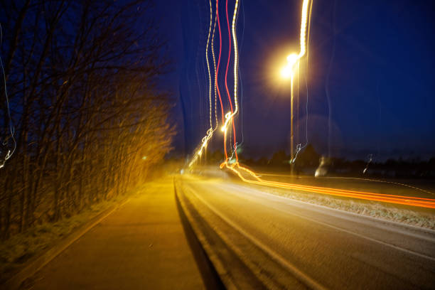 istock Abstract Road lights in night, street post shadow 1092144132