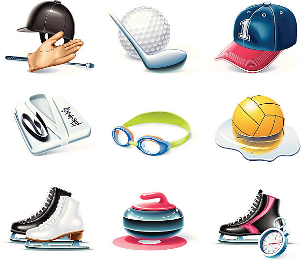 Sport icons. Cartoon style  water polo cap stock illustrations