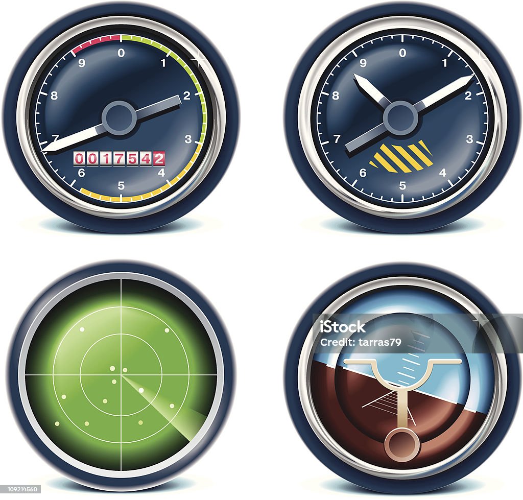 Aircraft instruments, measuring & controlling icons  Air Vehicle stock vector