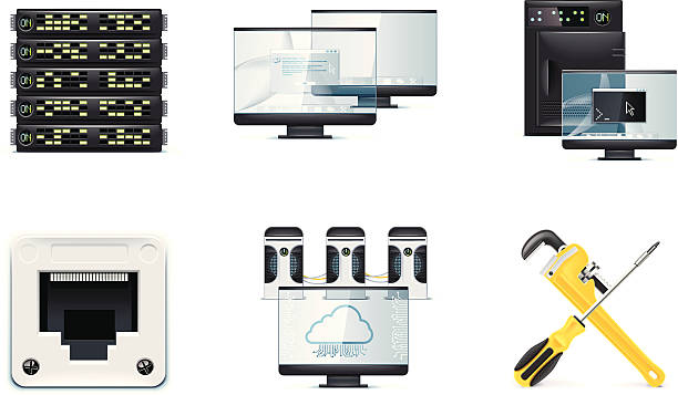 computer und netzwerk-symbol set - configure stock-grafiken, -clipart, -cartoons und -symbole