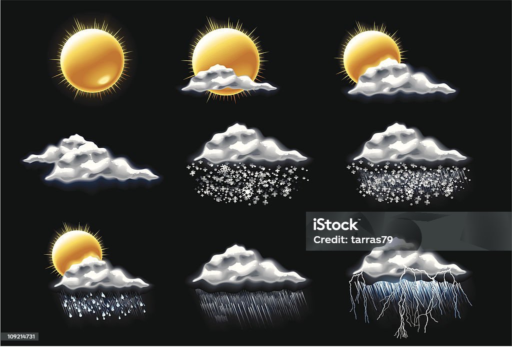 Icone previsioni meteo - arte vettoriale royalty-free di Icona
