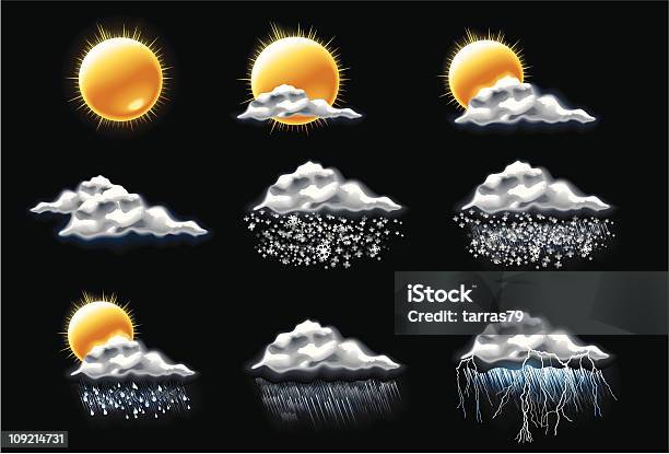 Icone Previsioni Meteo - Immagini vettoriali stock e altre immagini di Icona - Icona, Meteorologia, Previsione