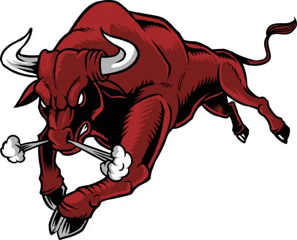 Vector illustration of Raging bull