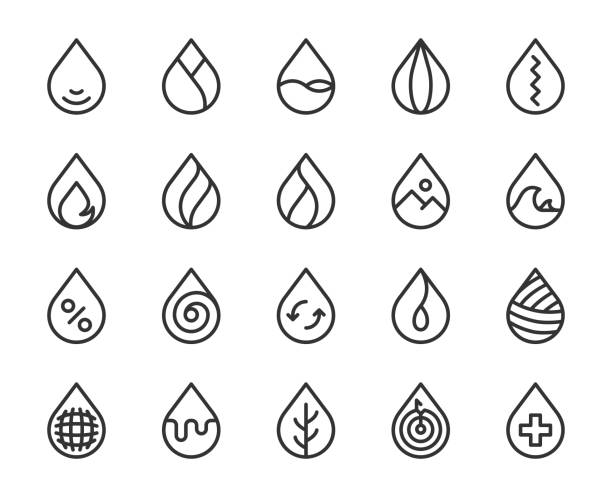 illustrations, cliparts, dessins animés et icônes de en forme de goutte - icônes de ligne - flame sign simplicity symbol